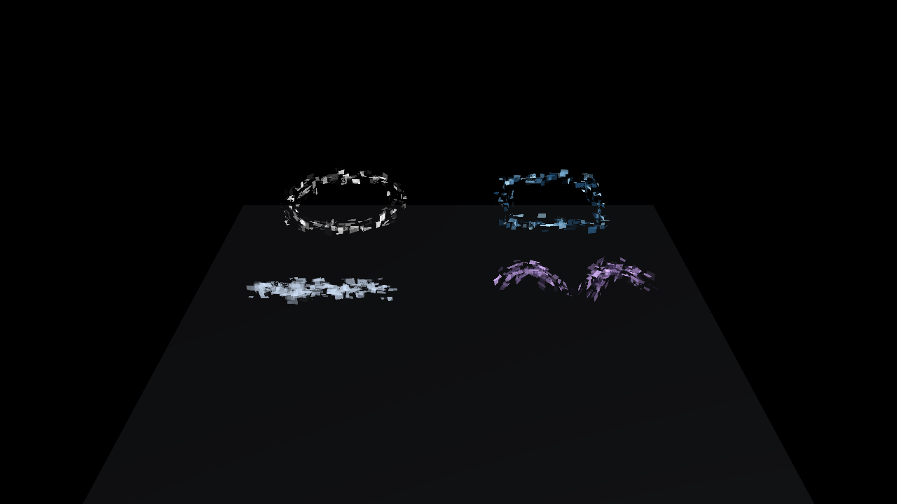Digital Halo 配布デモの4形状を Unity Editor で描画した結果