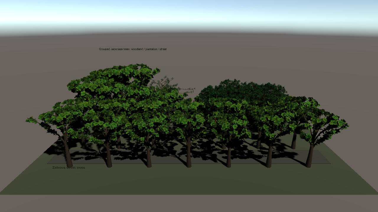 Trees サンプルシーンの Unity Editor 描画