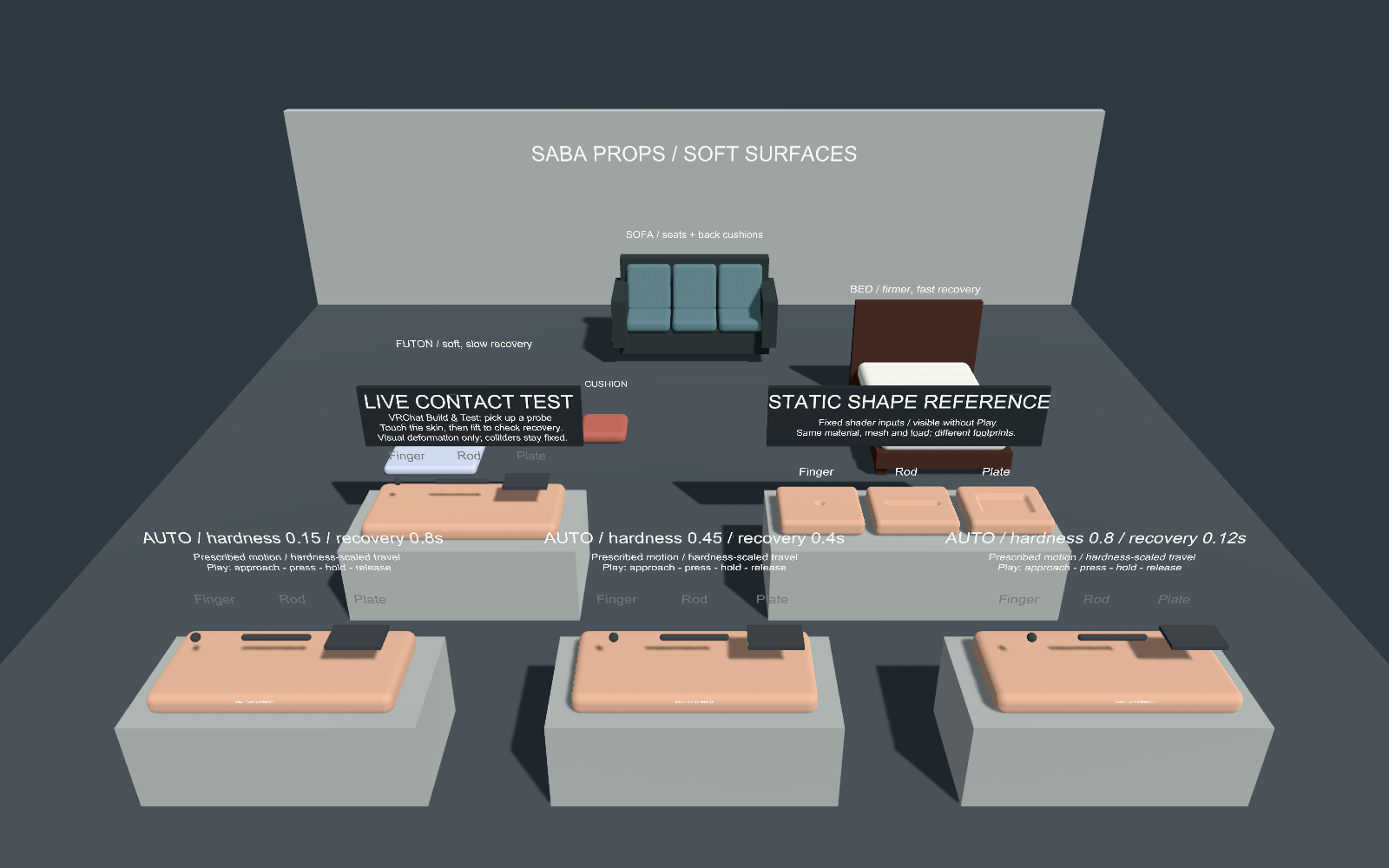 Soft Props の家具と接触変形のデモ