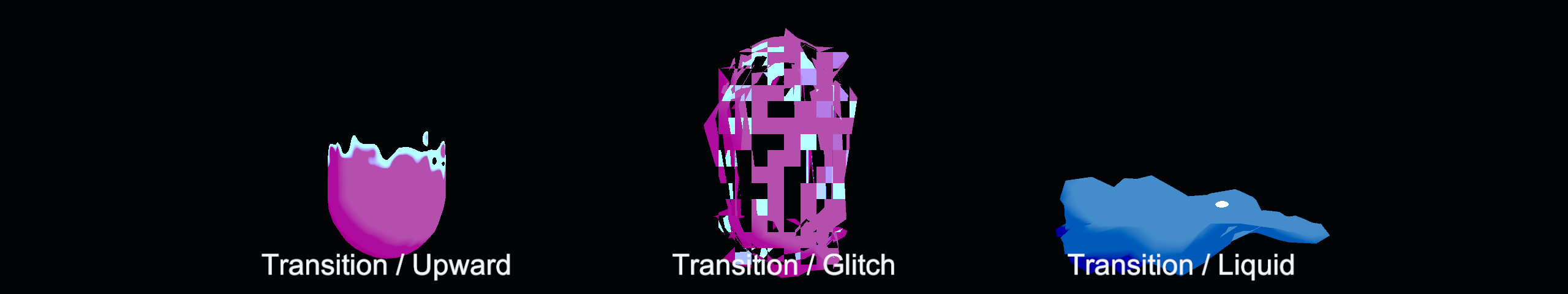 上空への分解、glitch出現、液体から固体への遷移